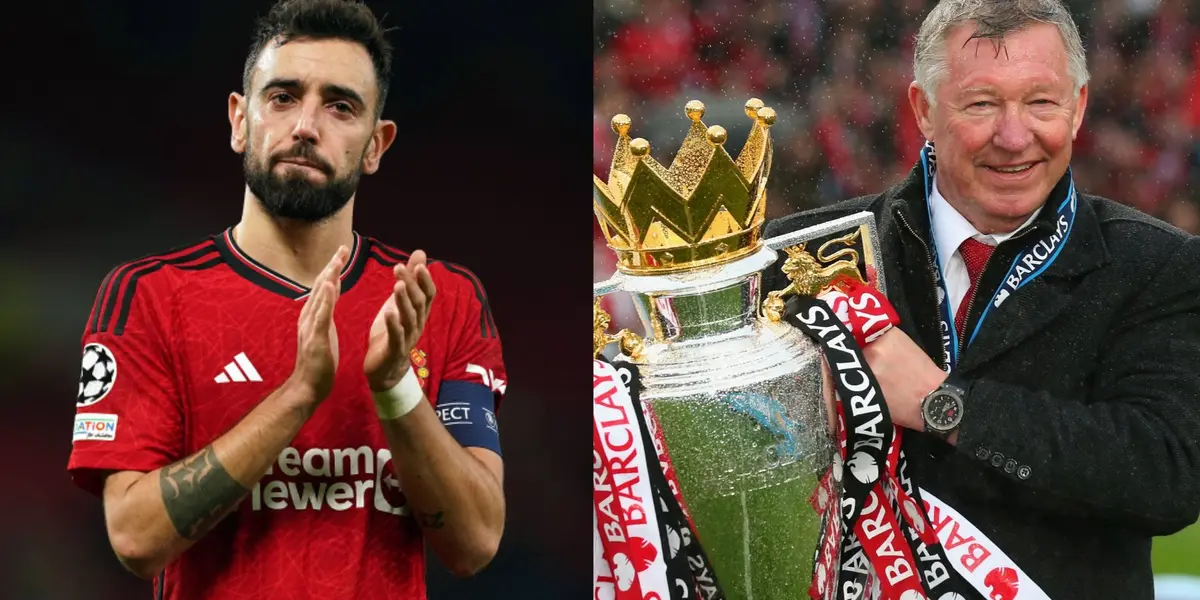 Bruno Fernandes and Alex Ferguson.