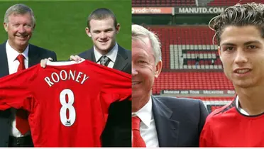 Ferguson with Rooney and Ronaldo.