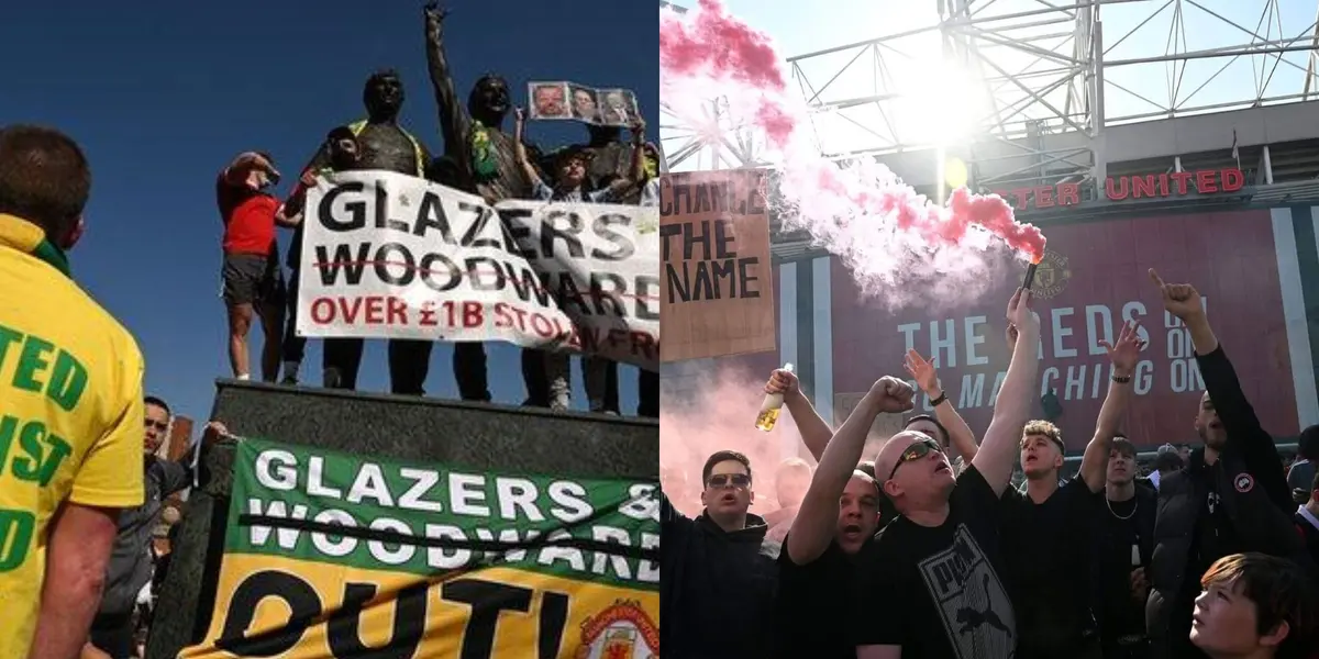 Manchester United fans protest.