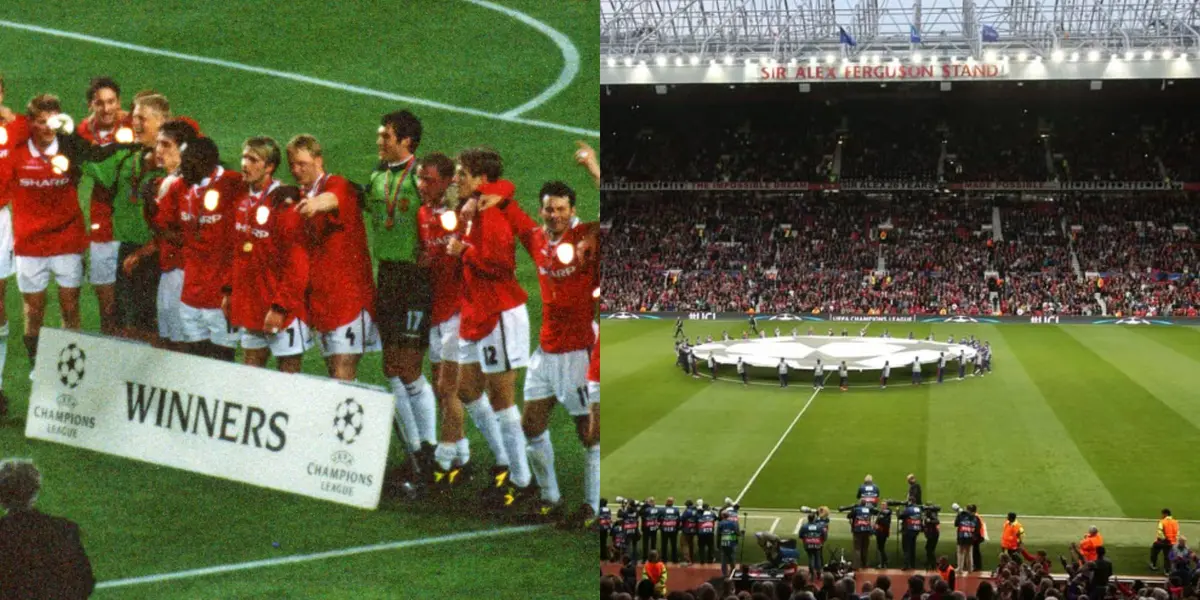 Manchester United win Champions League and Old Trafford.