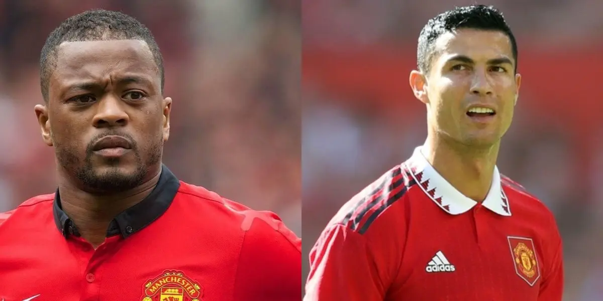 The hard blow that Patrice Evra gives to Cristiano Ronaldo