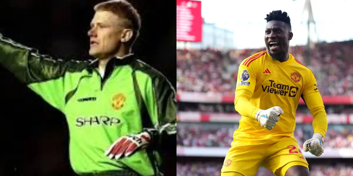 Schmeichel and Onana.